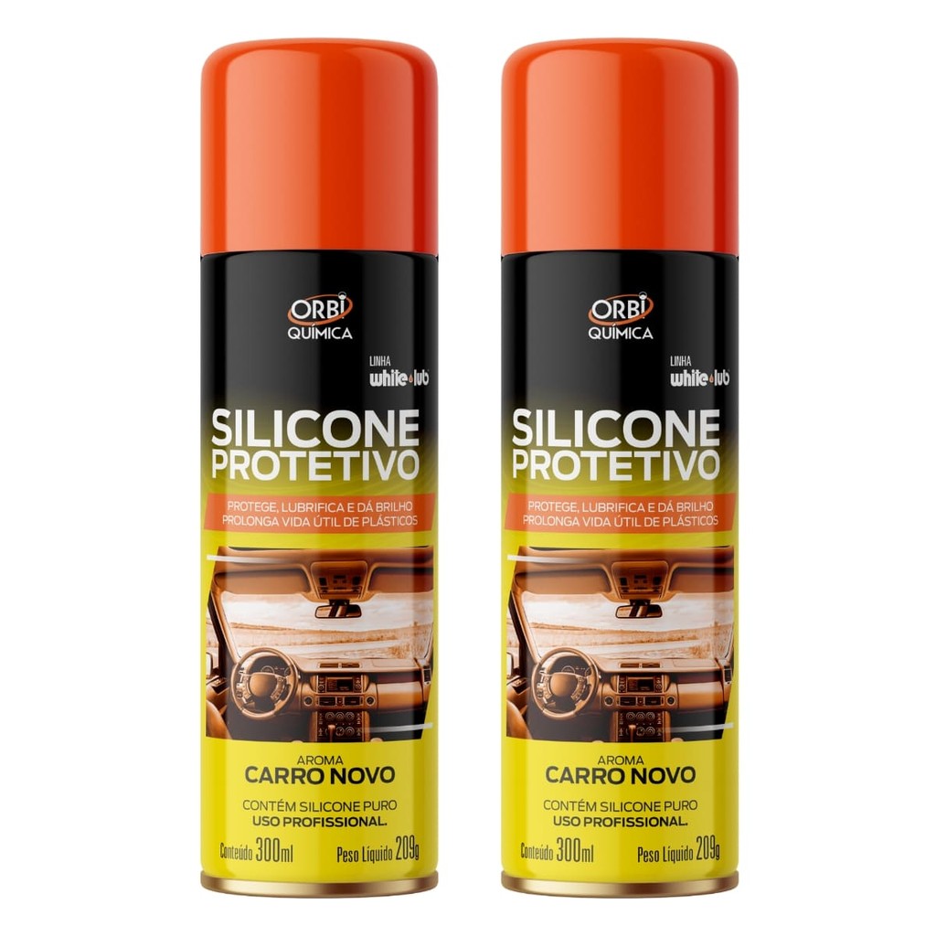 Kit 2 Silicones Spray Orbi Sil 300 Ml Silicone Protetivo Carro