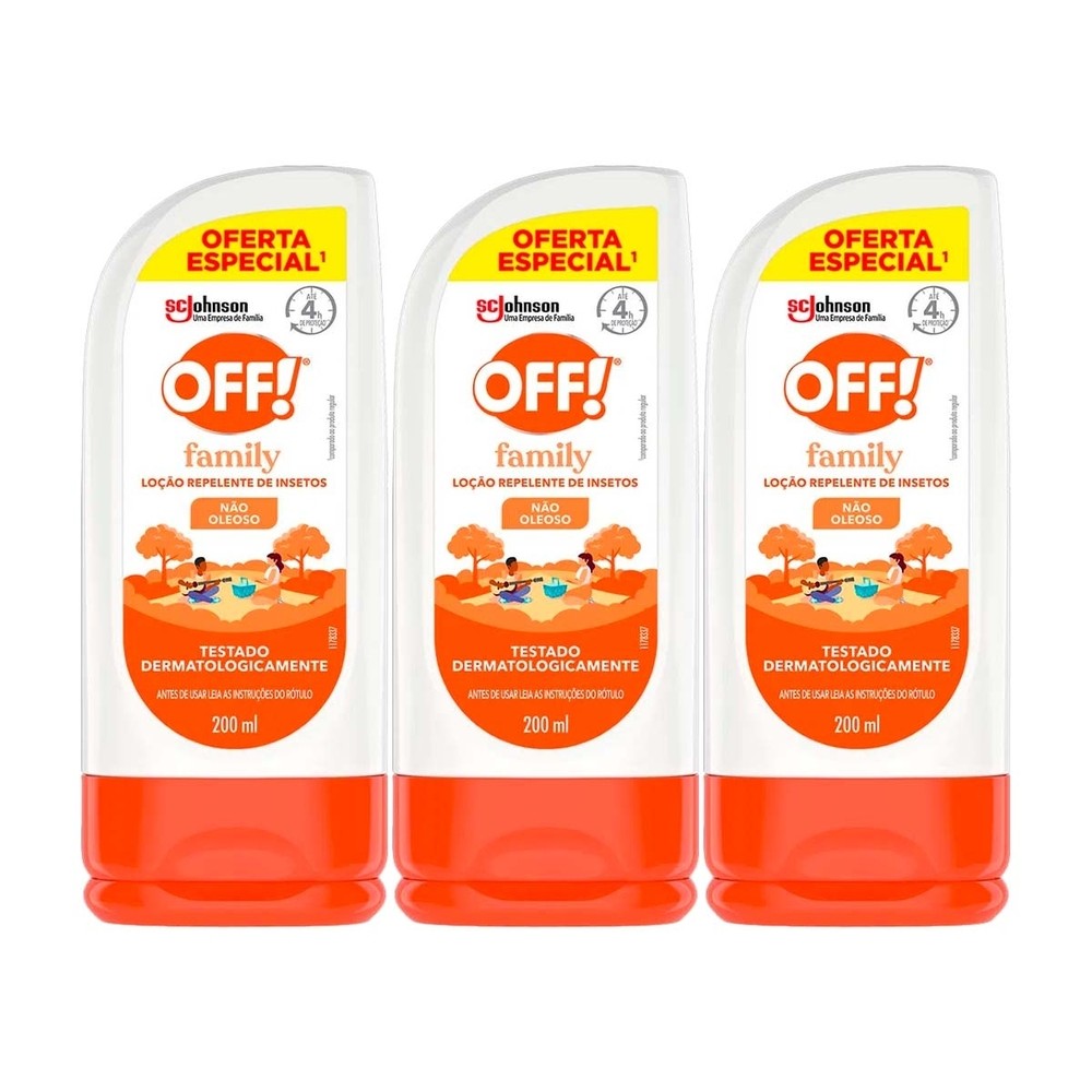 Kit 3 und Repelente Off Loção Family 4H 200ml em Oferta na Shopee