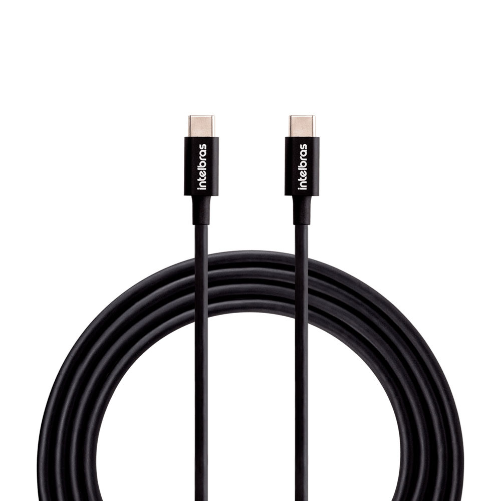 Cabo USB-C para USB-C PVC Preto 1,2m EUCC12PP Intelbras em Oferta na Shopee