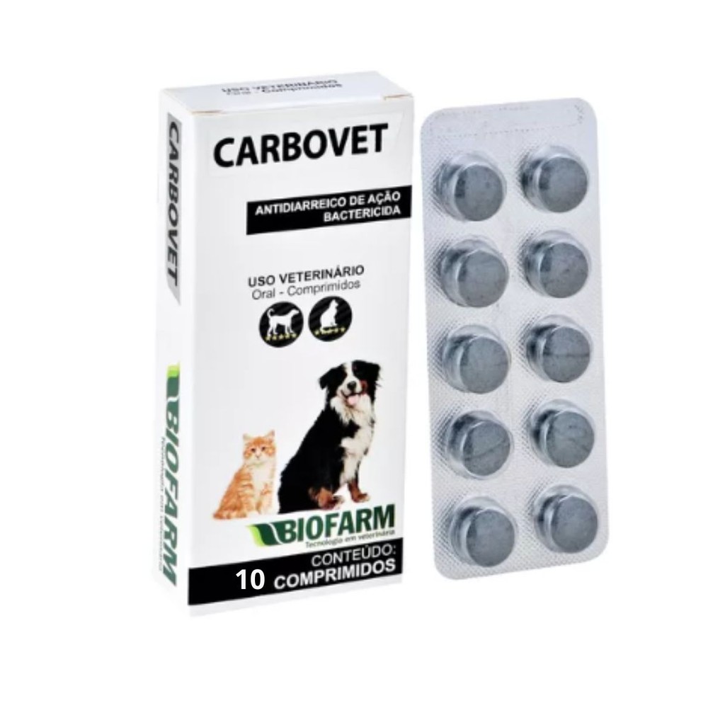 Cartela Carbovet 10 Comprimidos Biofarm CARTELA AVULSA + BULA = SEM A CAIXA!!! em Oferta na Shopee