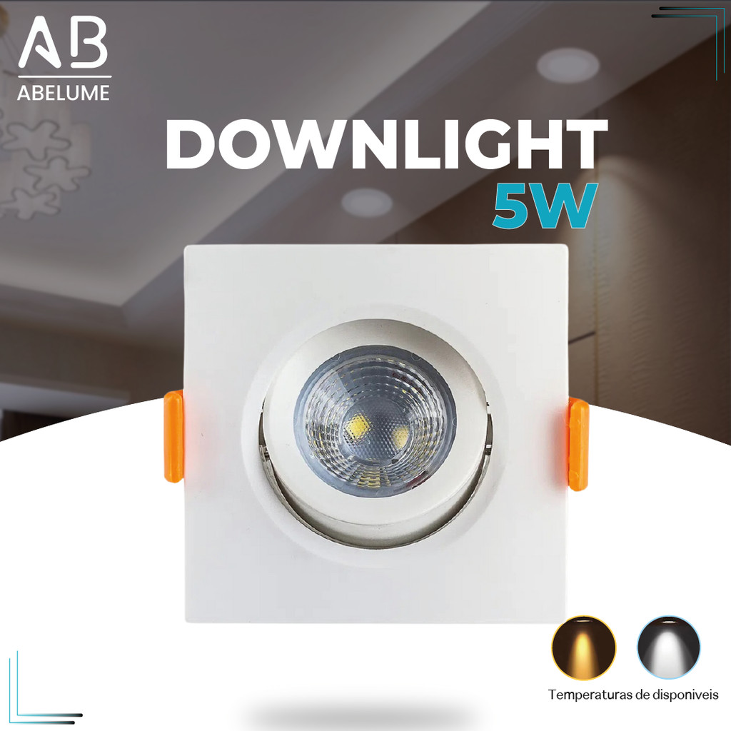 Luminária Spot Led Quadrado Direcionável 5W Embutir Gesso Teto | Branco Frio 6500K | Branco Quente 3000K Bivolt em Oferta na Shopee