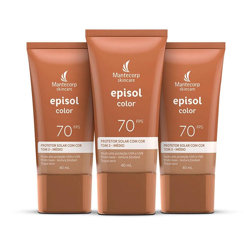 3 Protetor Solar Episol Color Tom 3 Medio Fps 70 40ML em Oferta na Shopee