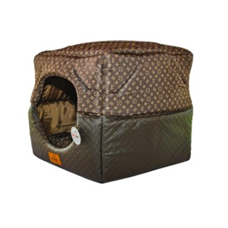 Cama Para Cachorro Toca Quadrada Em Corino + Poliéster Marrom Escuro Lv Grande (gg) 55 X 55 X 55 Cm em Oferta na Shopee