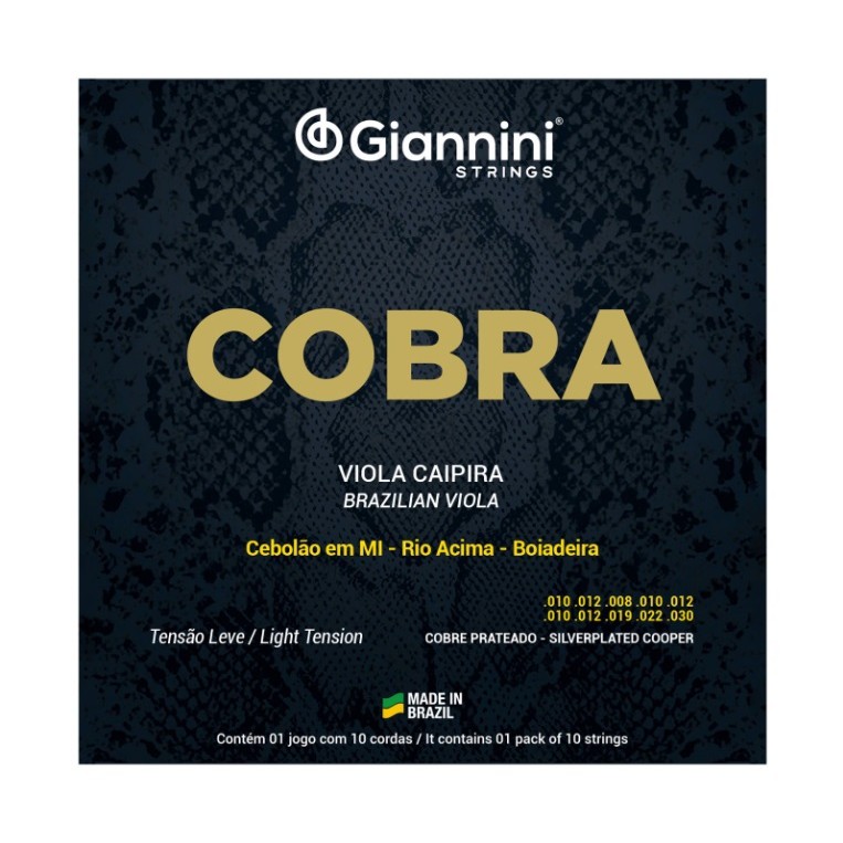 Jogo Corda Viola Cobre Prateado Tensão Leve -Cobra Giannini