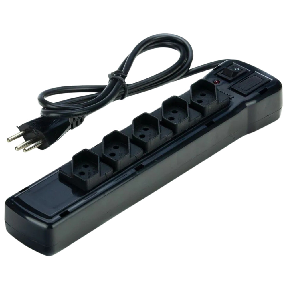 Filtro de Linha Protetor 5 Tomadas 2P+T 10A 1m Preto Fiolux