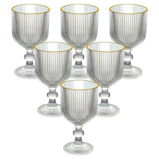 Taças de Vidro Graffiato Fio de Ouro Canelado 380ml 6 peças - Haus Concept Brinox