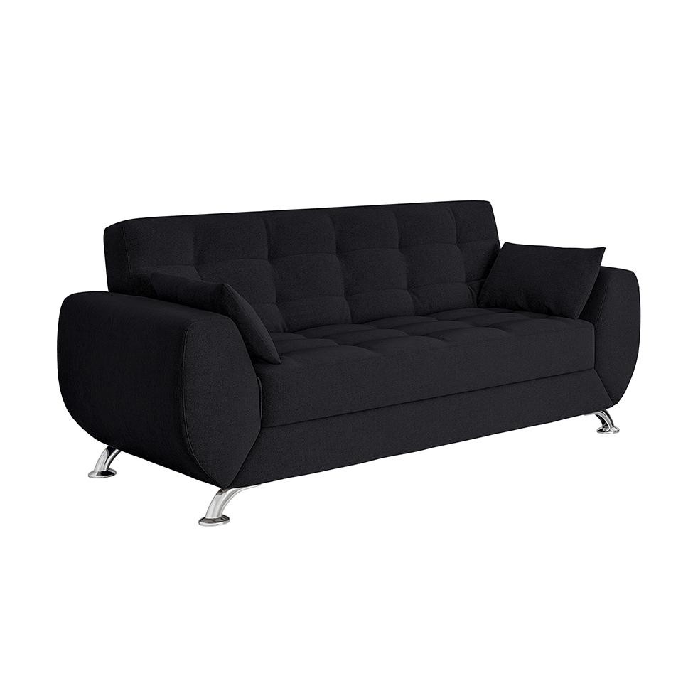 Sofá 3 Lugares Larissa Suede Preto em Oferta na Shopee