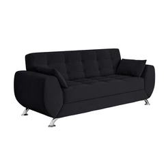 Sofá 3 Lugares Larissa Suede Preto