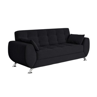 Sofá 3 Lugares Larissa Suede Preto em Oferta na Shopee