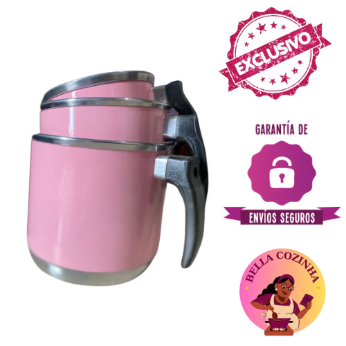 Jogo de  Canecão Rosa luxo - leiteira, água, chá - Colorido Alumínio Polido Nº 12, 14 e 16 cm