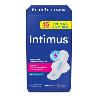 Absorvente Intimus Noturno Extra Proteção Extra Suave com Abas 45 Unidades em Oferta na Shopee