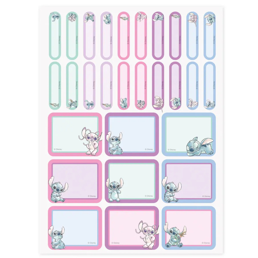 Etiquetas Adesivas - Stitch e Angel - 4 a 4,5cm - 58 unidades - Disney Original - Rizzo