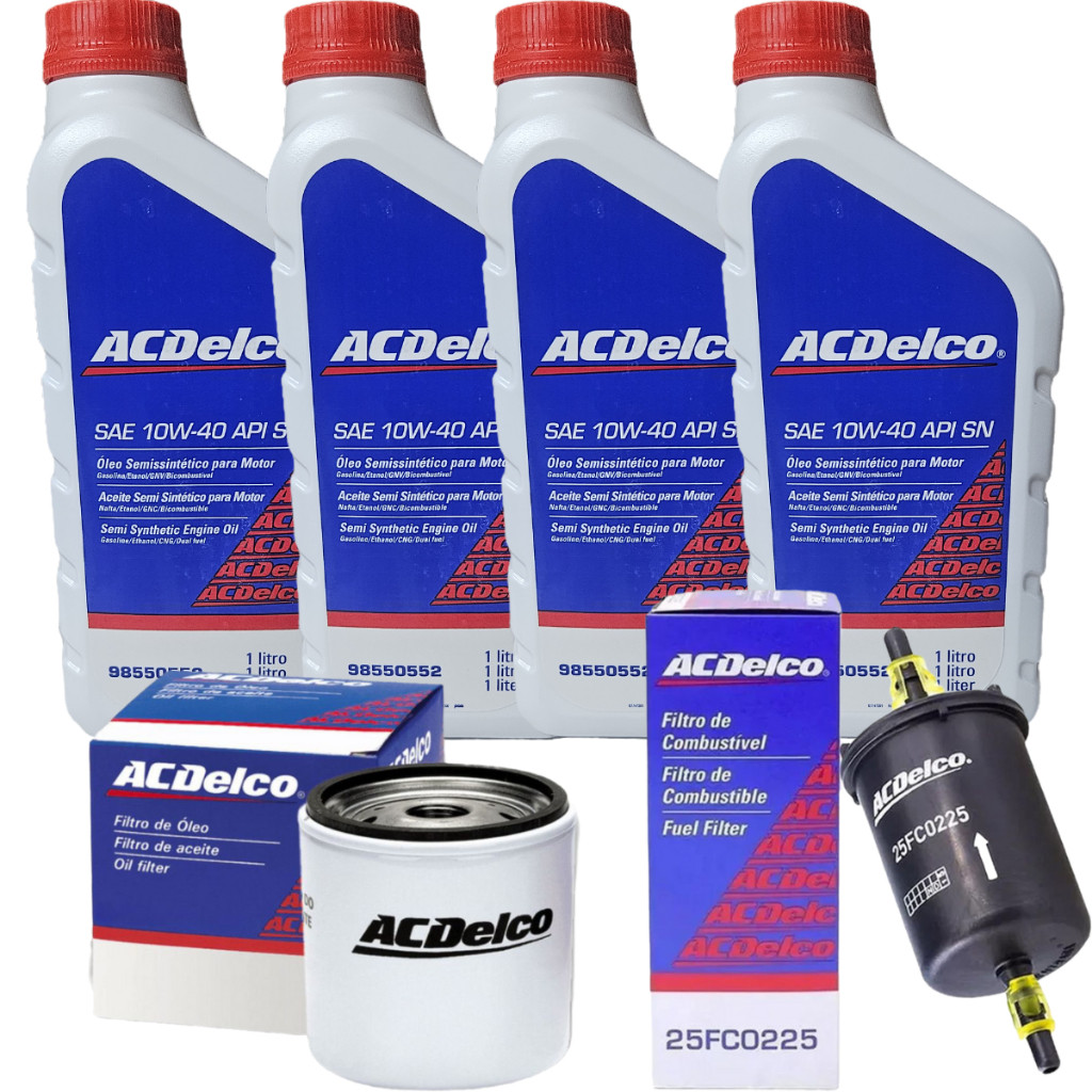 Kit Revisão 4L Óleo 10w40 SN Semi-Sintético + Fitros Óleo e Combustível Acdelco 98550552 em Oferta na Shopee