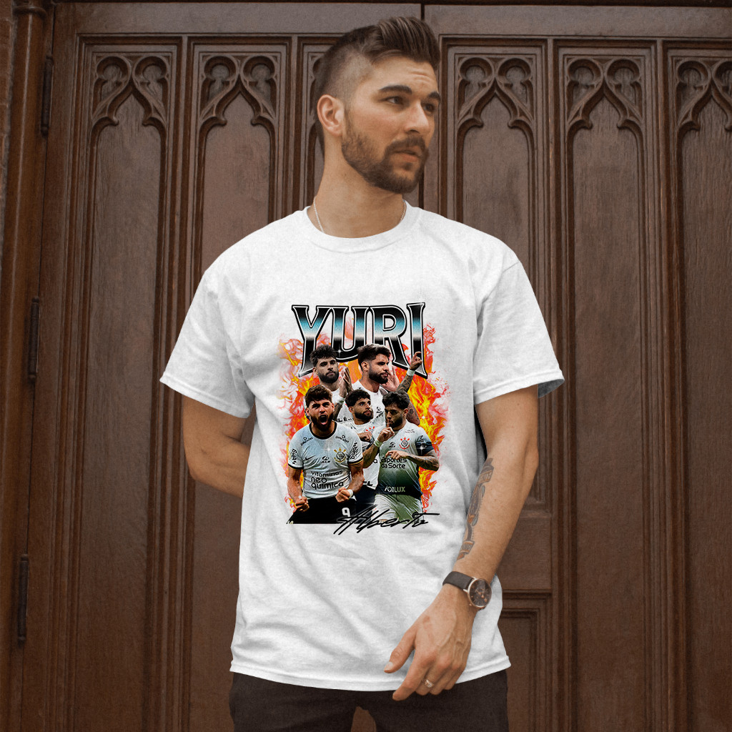 Blusa Estampada Camiseta Masculina Yuri Alberto Time Futebol Coringão Várias Cores Tecido Macio