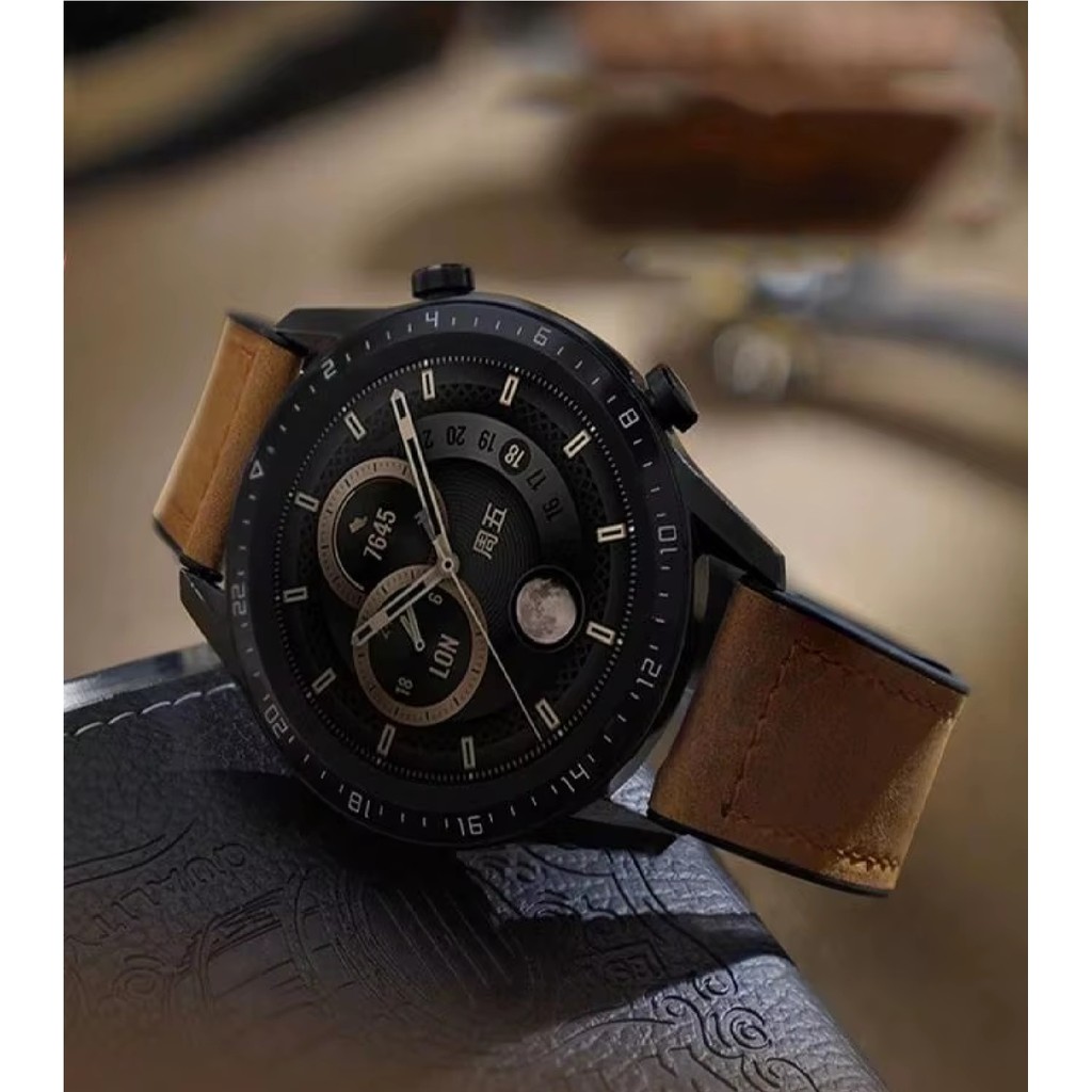 Pulseira Couro Leather Luxo Para Relogio Amazfit Balance Gtr 2 4 4 New Gtr 3 3 Pro / QCY GTC GTS8 S7