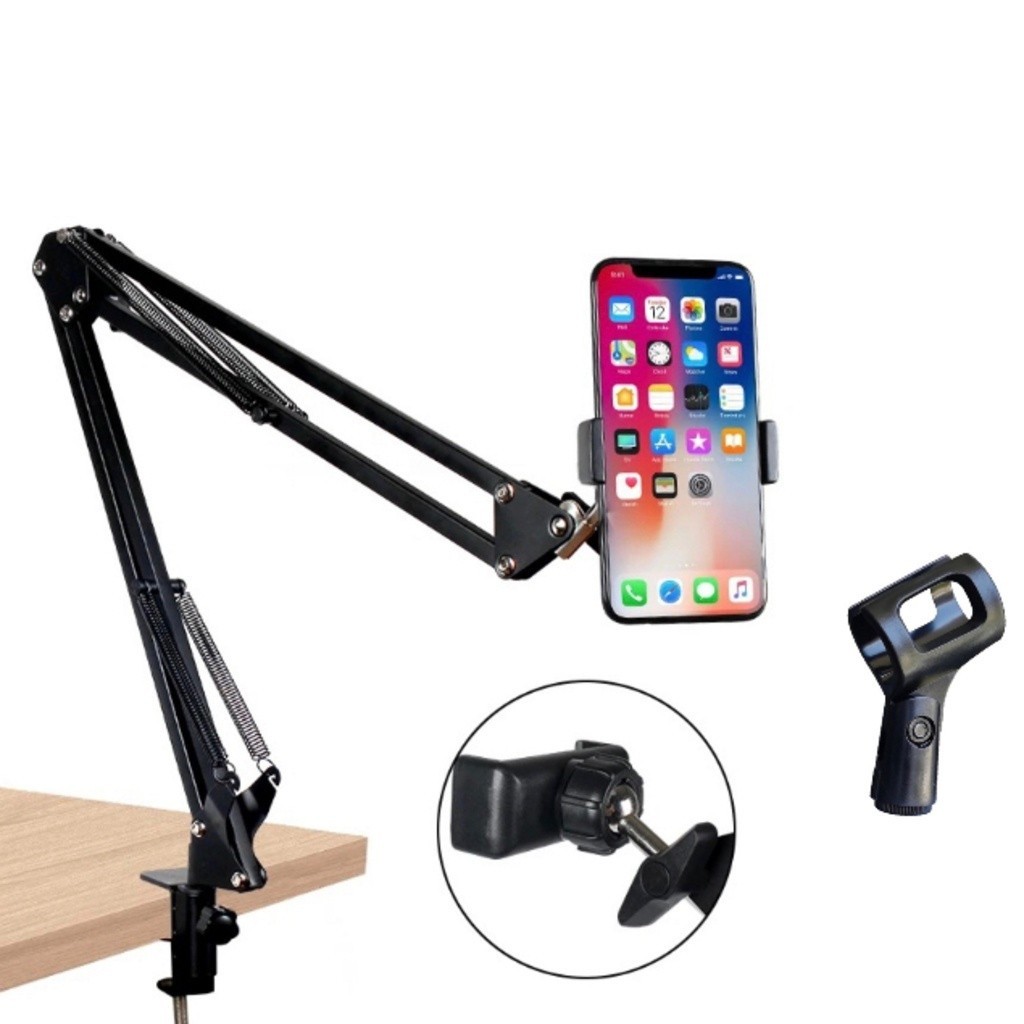 Suporte Microfone/Celular Com Braço Articulado E Ajustado Para Mesa em Oferta na Shopee