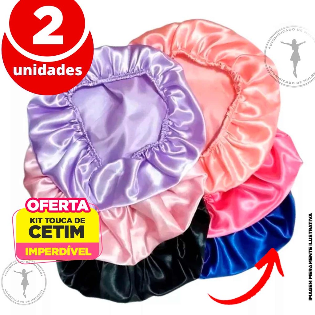 kit 2 Touca De Cetim Anti Frizz Preto Seda Cacho Liso Trança