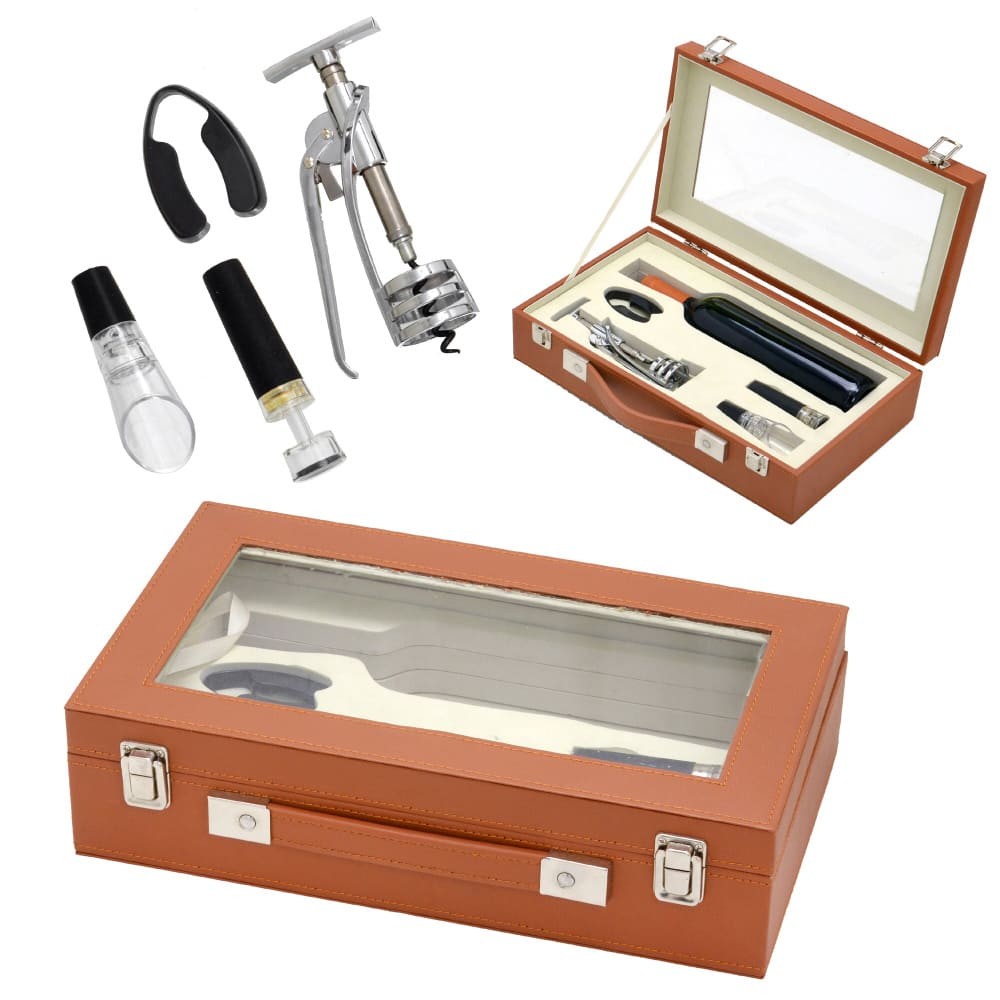 Caixa para Vinho com Kit 4 pçs 36cm Espressione