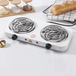 Fogão Elétrico Portátil 2 Boca Fogareiro 1000w 110v Branco