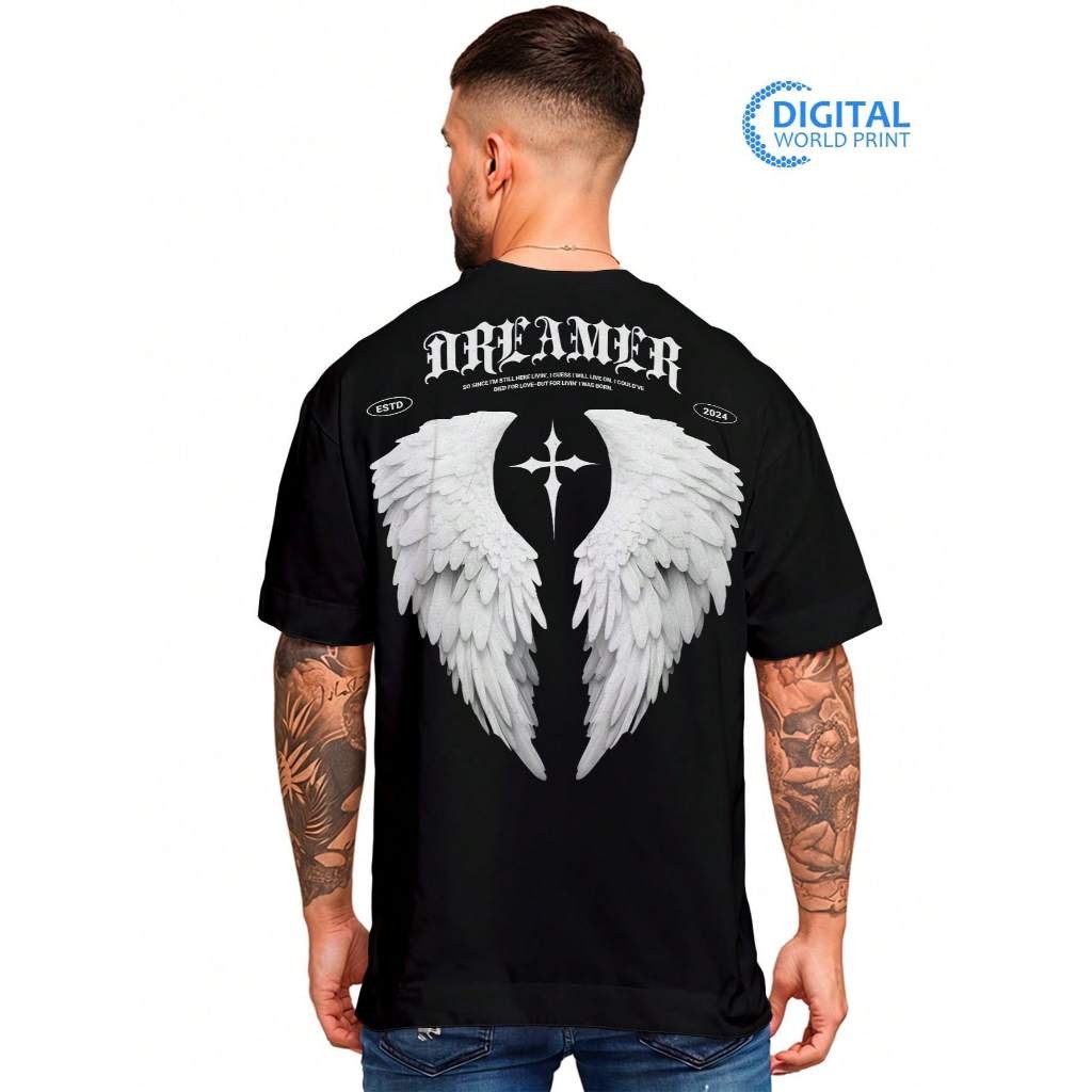 Camisa Camiseta Angel Vibes – Sonhadores Não Têm Limites! Oversized Streetwear Premium Fio 30.1penteado 100% REF 00014