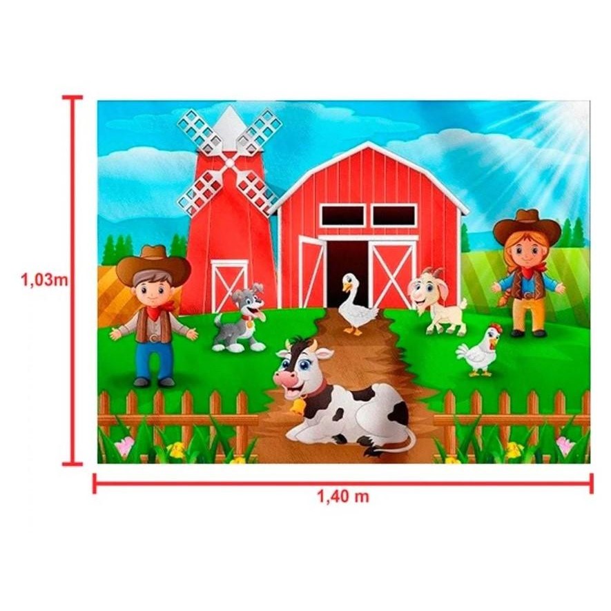 Painel Festa Aniversário Fazenda com Animais e Celeiro Gigante 140 cm Decoração Fazendinha em Oferta na Shopee