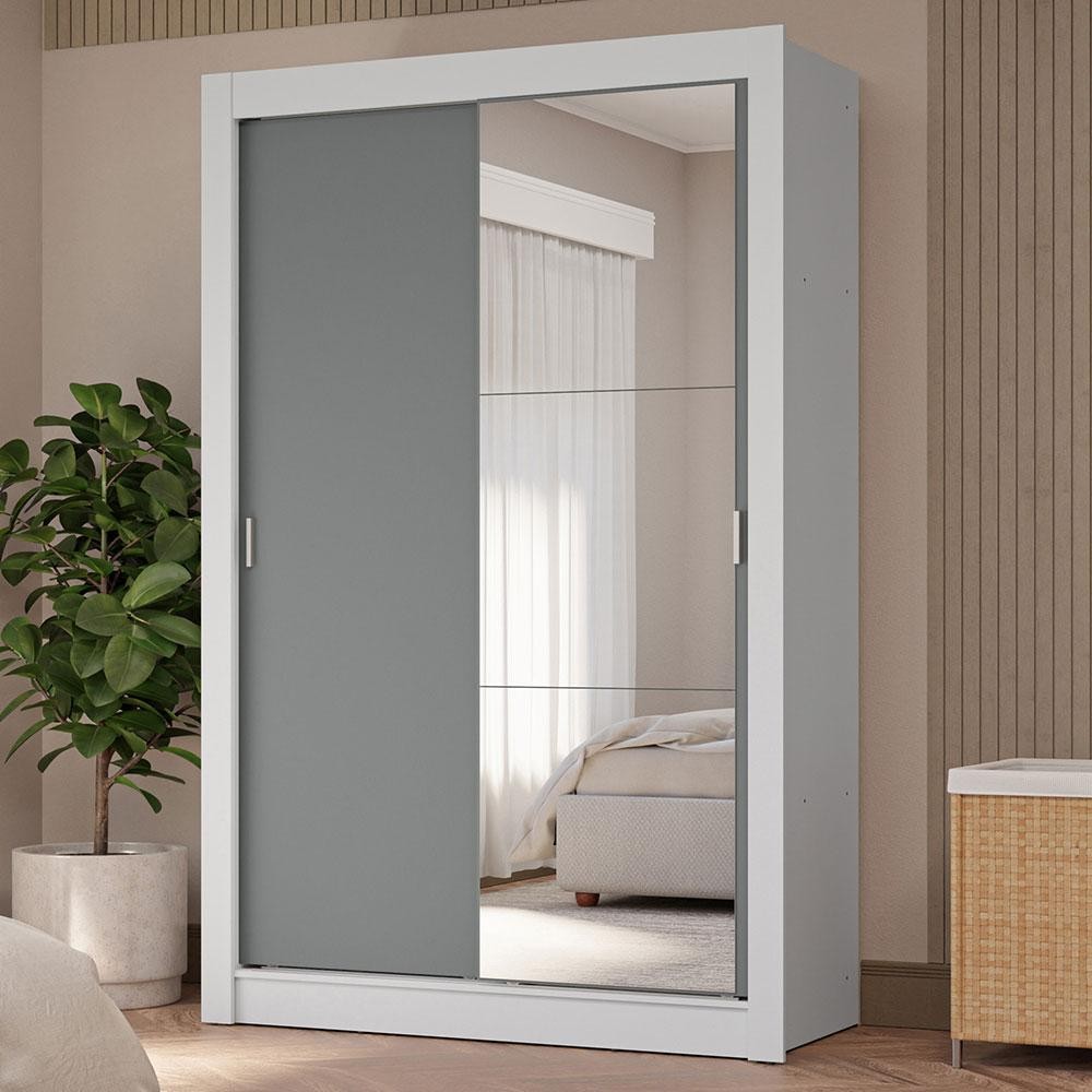 Guarda-Roupa Solteiro 2 Portas de Correr com Espelho 4 Gavetas Vivare Plus Madesa em Oferta na Shopee