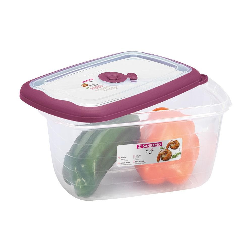 Pote Plástico Retangular Hermético Açaí 2,3L Flor Sanremo - Home & Living