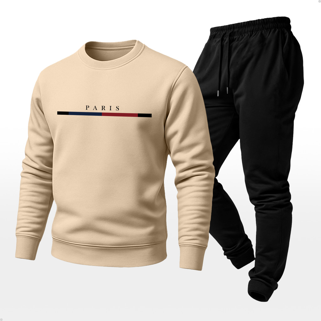 Conjunto Moletom Unissex Estampado Paris Calça e Blusa Gola Redonda Careca em Oferta na Shopee