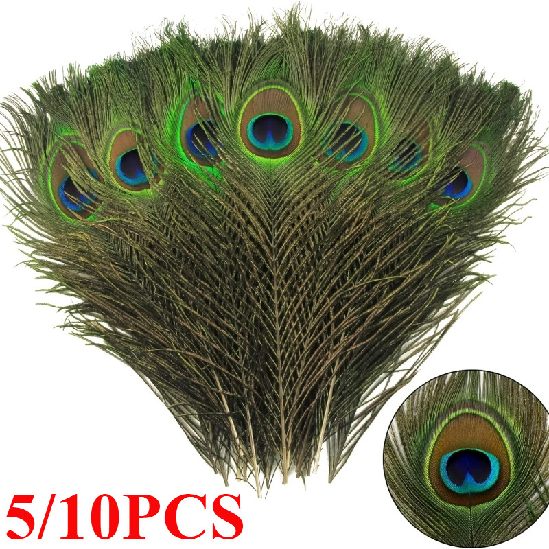 5/10 Pçs Lindo Olho De Pena De Pavão Para Fazer Jóias Comprimento Do Cocar Qualidade Plumas Macias Artesanato