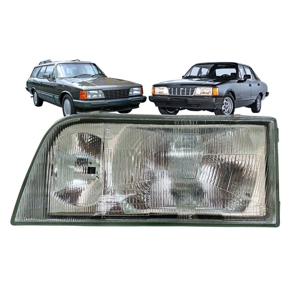 Farol Dianteiro Principal Para Opala Caravan Diplomata 1988 a 1992 Lente Vidro Lado Esquerdo
