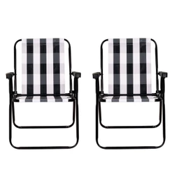 Conjunto Com 2 Cadeiras De Praia Alta De Aço Mor Retrô Preto