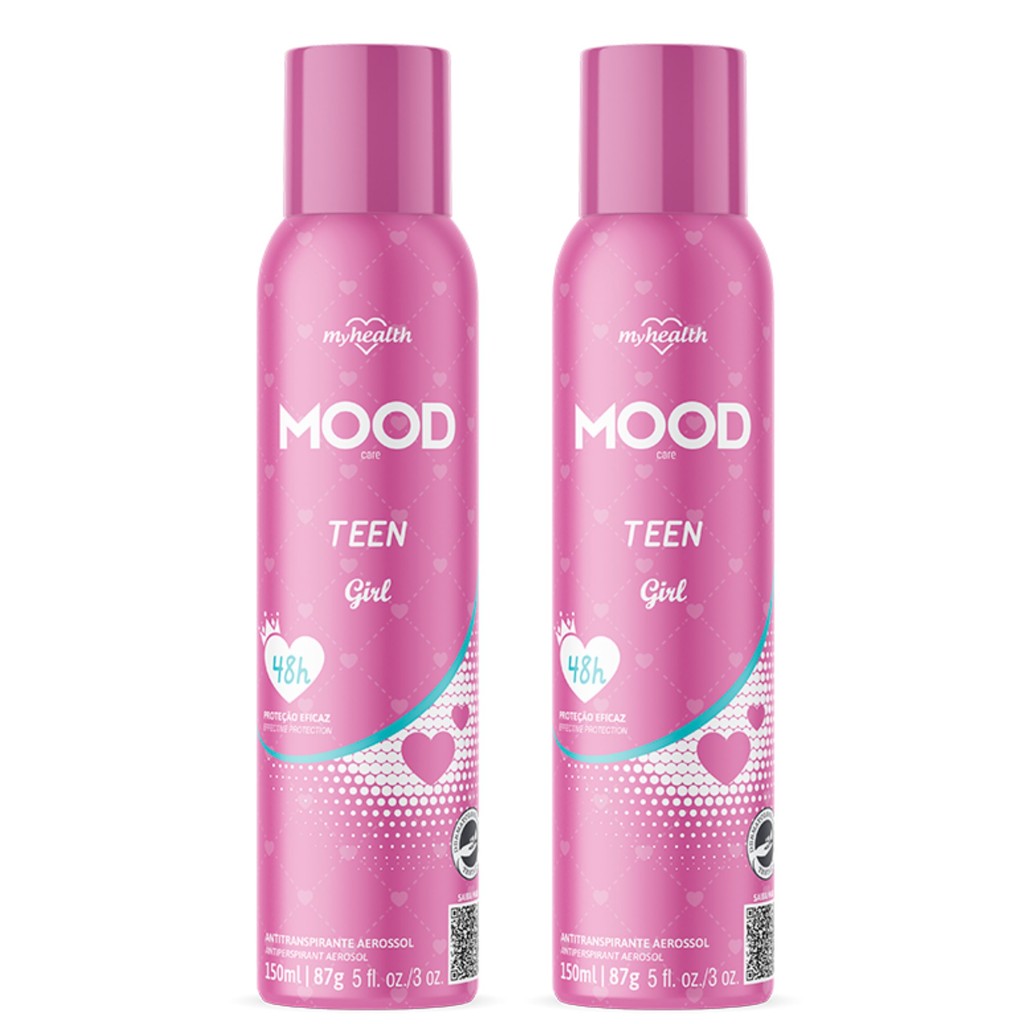 Kit 2 Desodorante Teen Girl Mood Care 150Ml - My Health em Oferta na Shopee
