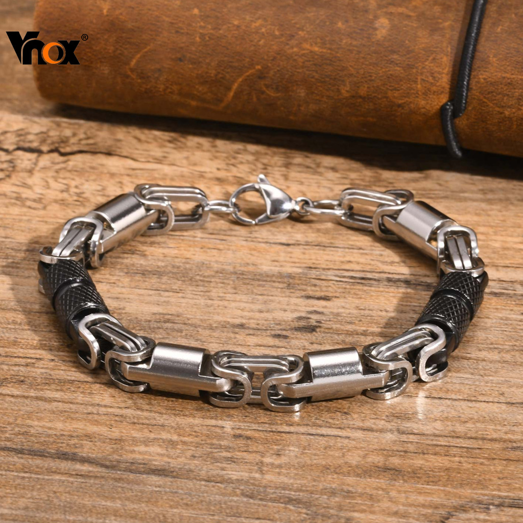 Pulseira De Corrente Bizantina De Aço Inoxidável Vnox Para Homens E Meninos , De Ligação Artesanal Pesada Punk , Present