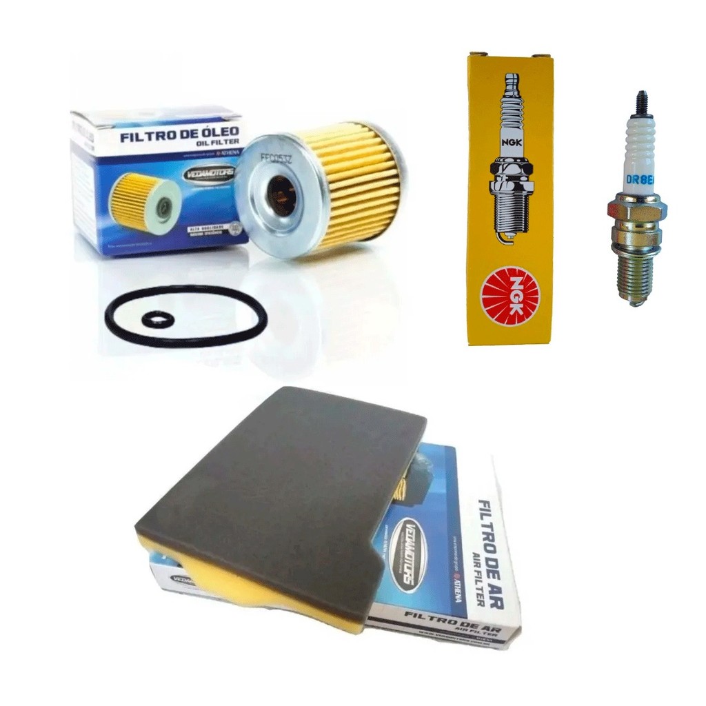 Kit Filtro Óleo E Ar + Vela Ngk Fazer/lander/tenere 250 em Oferta na Shopee