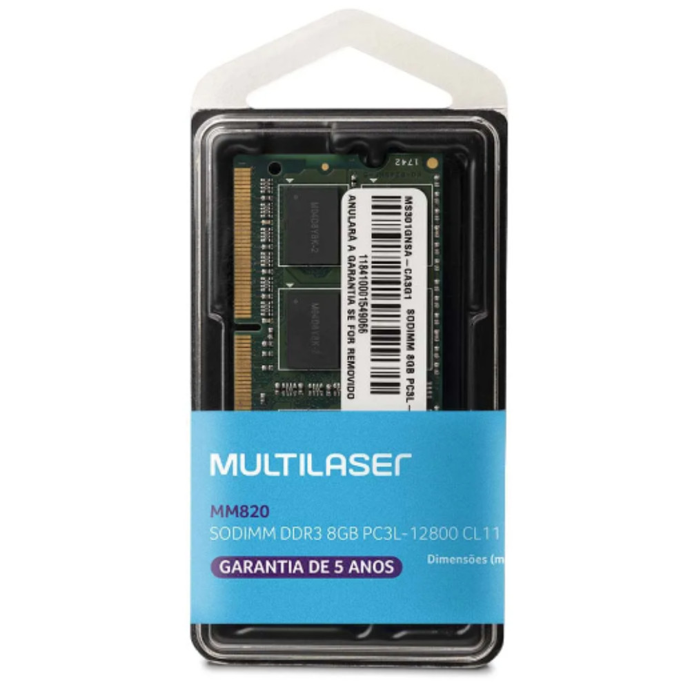 Memória Multilaser 8GB 1600MHz DDR3 11VDDQ Para Notebook - MM820