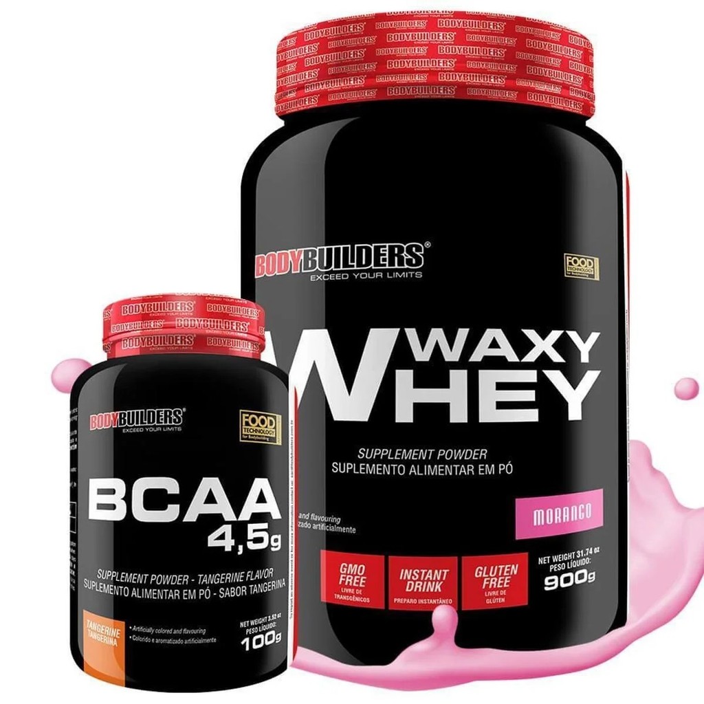 Kit Waxy Whey 900g Protein + BCAA 100g - Bodybuilders em Oferta na Shopee