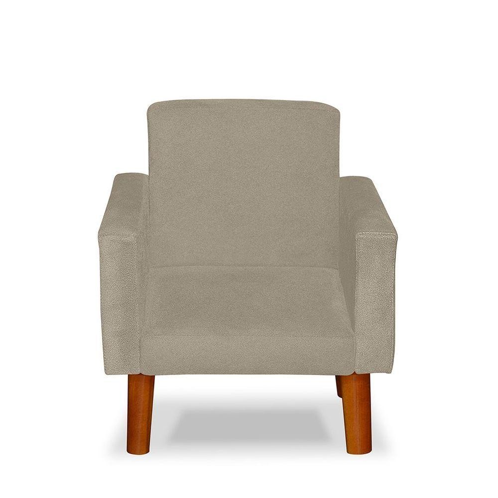 Mini Poltrona Cadeira Infantil Nina De Criança Suede Bege - Home & Living