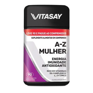 Suplemento Alimentar Vitasay A-Z Mulher 90 Comprimidos em Oferta na Shopee