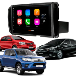 Central Multimídia 7 Polegadas MP5/BT CarPlay Android + Moldura Preta Hilux Etios Corolla GLI AP636