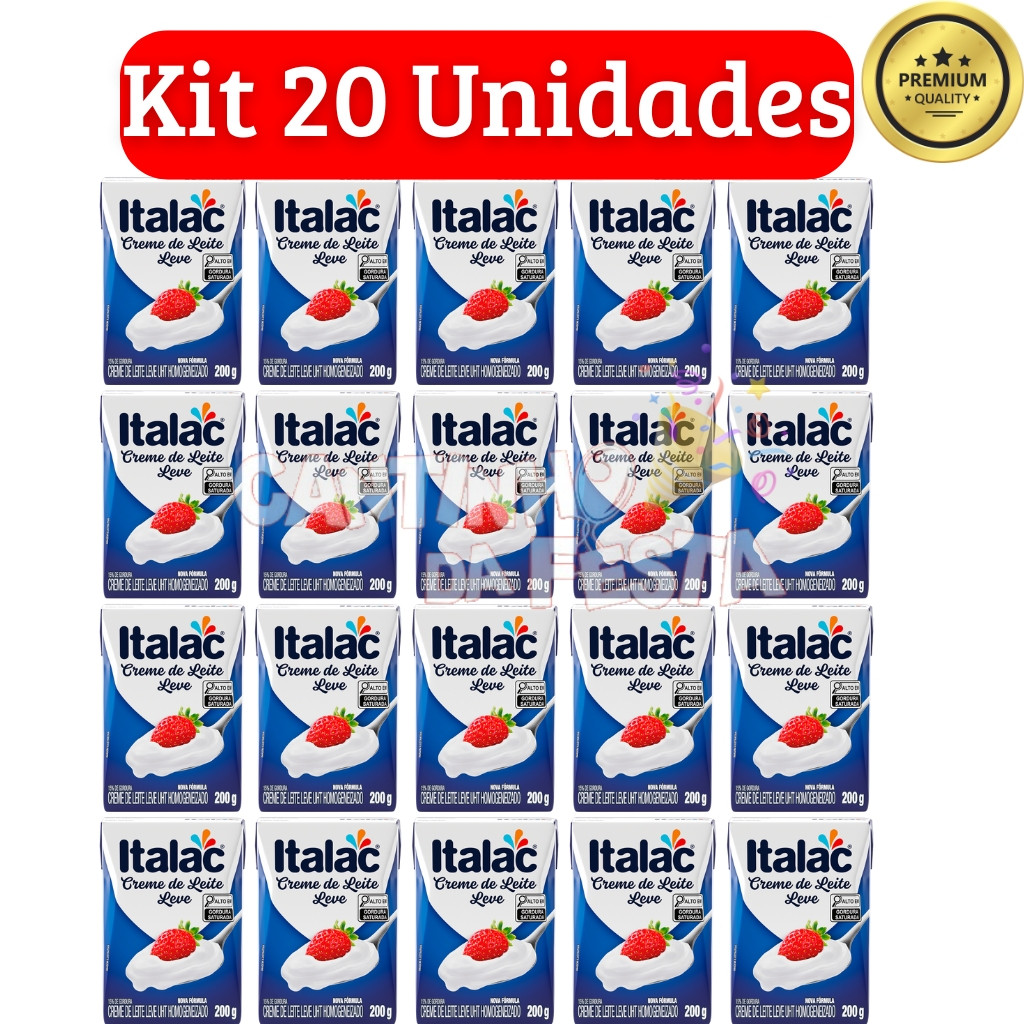 Kit com 20 Cremes de Leite Italac 200g - Cremoso, Perfeito para Sobremesas, Receitas e Molhos