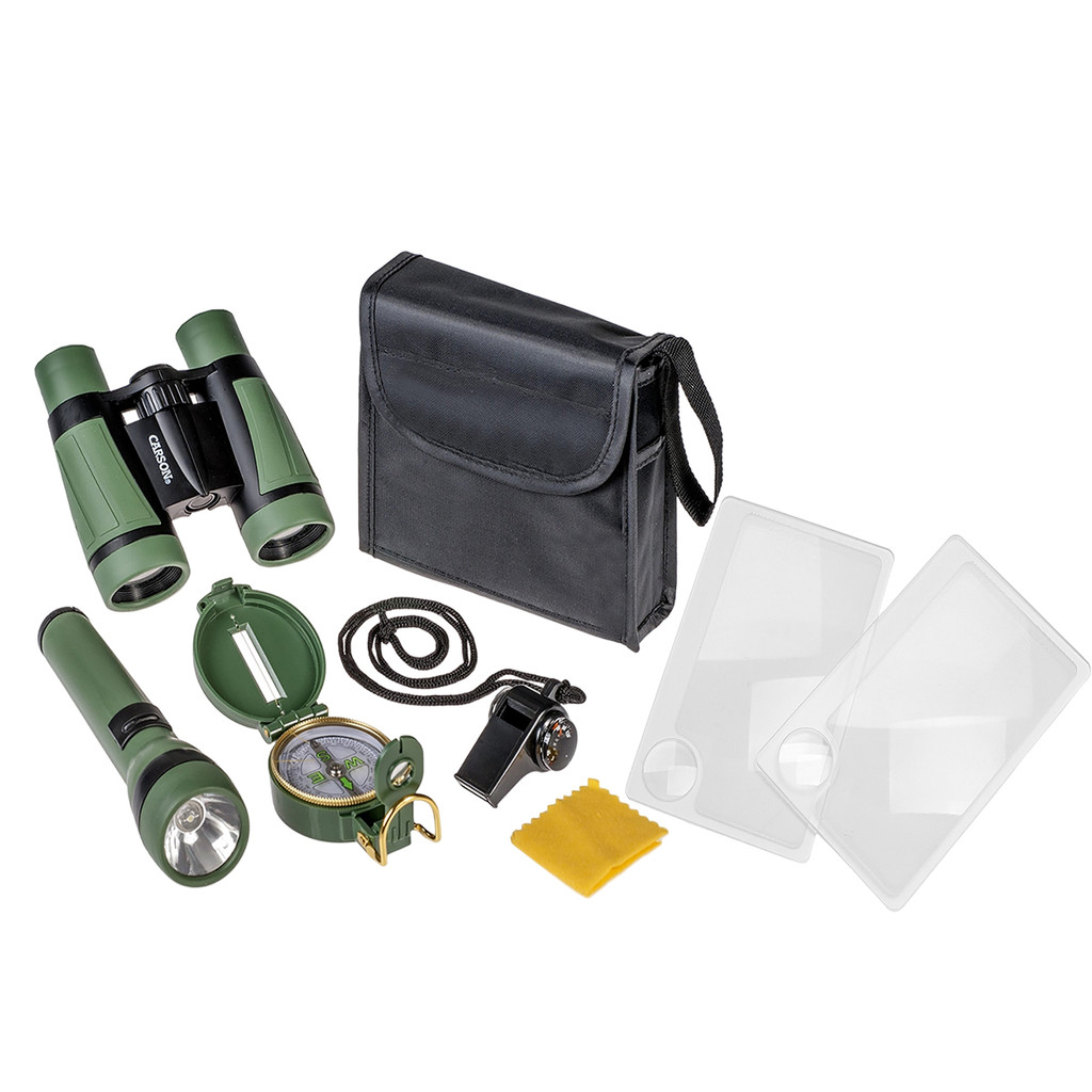 Kit Aventura: Binóculo, Bússola, Lanterna e Apito Carson