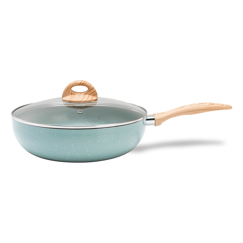 Wok com Tampa e Indução Brinox Botanika 28 cm 3,4 litros Verde - Ceramic Life em Oferta na Shopee