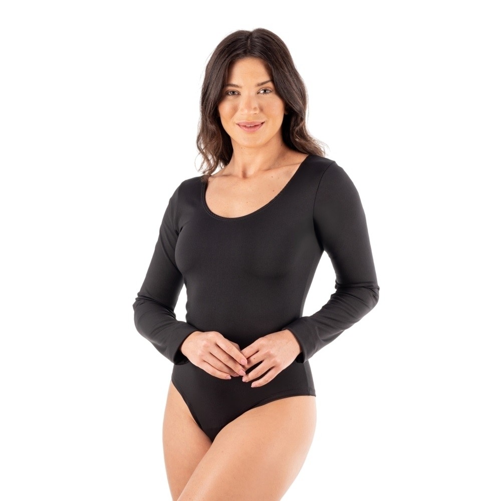 Maiô Body Manga Longa Feminino com Forro Sem Fecho e Sem Bojo Estilo e Conforto Casual Praia e Piscina