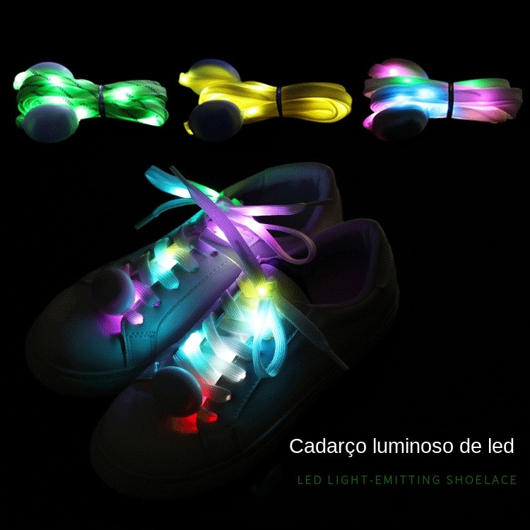 LED colorido luminoso cadarços imitação nylon noite correndo piscando fluorescente sapato corda