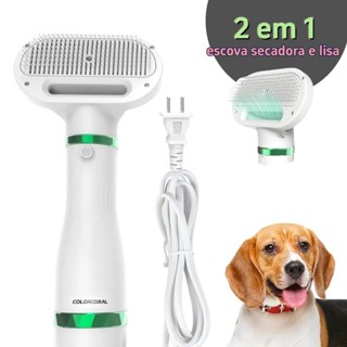Secador Escova pelo Pet 2 em 1 Portátil- Seca Remove Pelos Cachorro Coelho Gato 110v em Oferta na Shopee