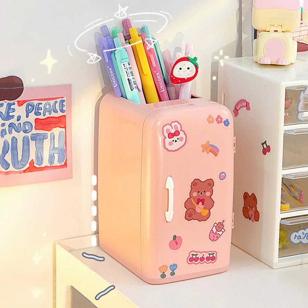 Porta Caneta Formato Geladeira Organizador Mesa Lápis Caneta Maquiagem Papelaria Coreana