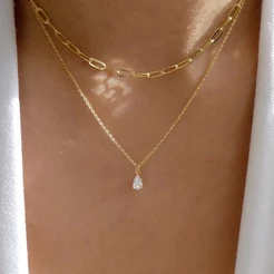 Colar Duplo mini Cartier Ponto de Luz Gota Banhado a Prata 925 Ouro 18k