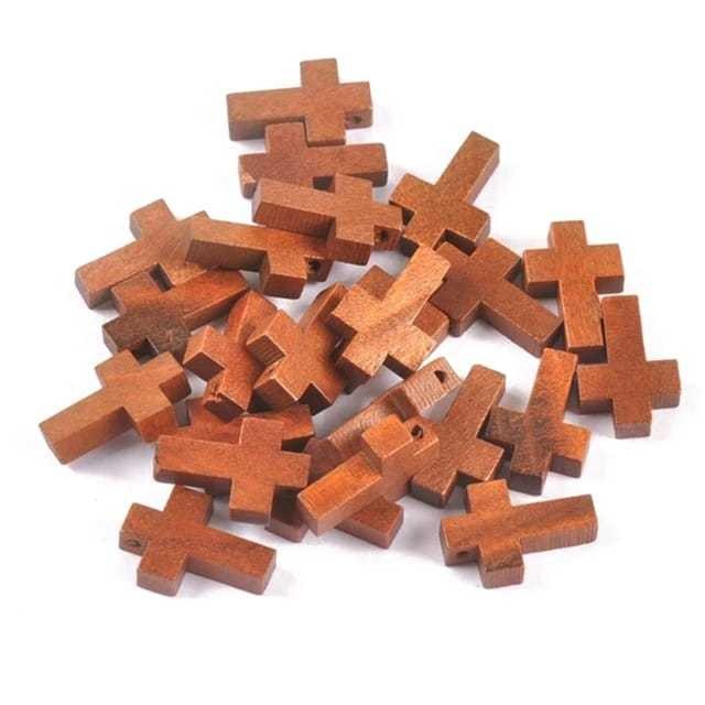 Pingente Cruz em Madeira Excelente Qualidade 25x40 50 peças em Oferta na Shopee