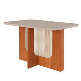 Mesa de Jantar Retangular com Tampo de Vidro Louise Cinamomo e Off White 130 cm em Oferta na Shopee