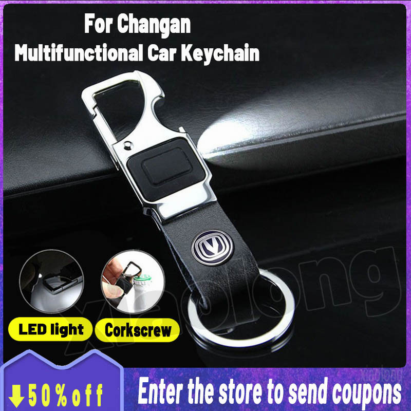 Para Changan Com Luz LED Chaveiro De Couro Multifuncional Carro Abridor De Garrafas Porta-Chaves De Liga De Moda metal M